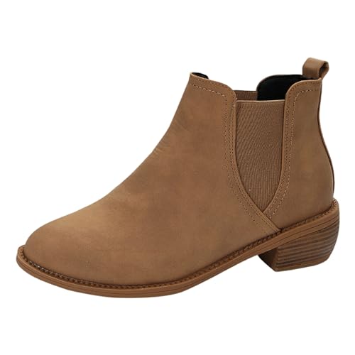 MODSGUE Stiefeletten Damen Mit Absatz Ankle Boots Spitze Stiefel Winter Kurzstiefel Mit Reissverschluss Frauen Damenschuhe Mode Halbstiefel Einfarbig Freizeit Damenstiefel von MODSGUE