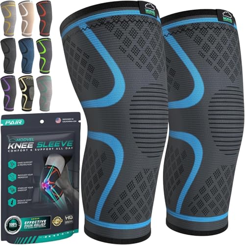 MODVEL Kniebandage Set für Damen und Herren, atmungsaktive Knee Support, Größe L von MODVEL