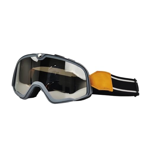 Bike Motocross Goggles,Motorradbrillen Motorrad Brille Ski Brille Motocross Sonnenbrille Vintage Brillen Helm Radfahren Racing Cafe Racer Chopper MTB ATV (Color : Gray-Silver lens) von MOEENS