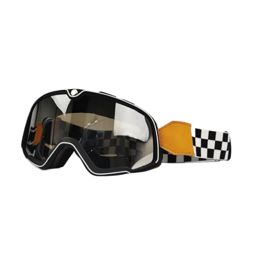 Bike Motocross Goggles,Motorradbrillen Motorrad Brille Ski Brille Motocross Sonnenbrille Vintage Brillen Helm Radfahren Racing Cafe Racer Chopper MTB ATV (Color : OL-Silver lens) von MOEENS