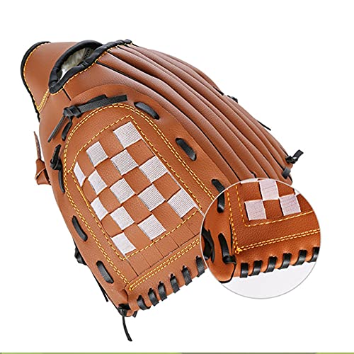 MOEENS Baseball Handschuhe,PU-Leder Baseball Glove Baseballhandschuhe Softball-Übungsgeräte Größe 9.5/10.5/11,5/12.5 Linkshänder für Erwachsene Mann Frau Training Softball (Color : Brown 10.5) von MOEENS
