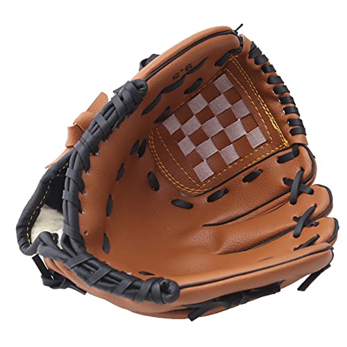 MOEENS Baseball Handschuhe,PU-Leder Baseball Glove Outdoor Sports Baseballhandschuh Softball-Übungsgeräte Größe 9.5/10.5/11.5/12.5 Linkshänder für Erwachsene Mann-Frauentraining (Color : Brown (9.5)) von MOEENS