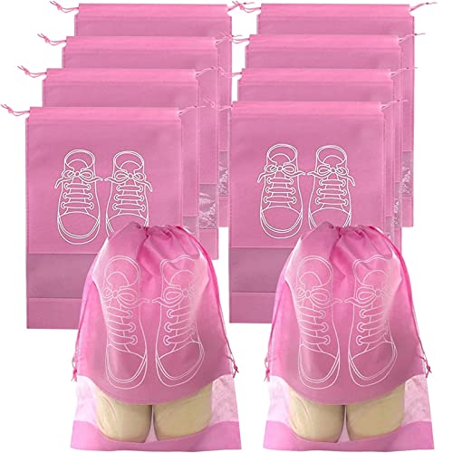 MOEIDO Schuhbeutel 10pcs Shoes Storage Bags Closet Organizer Non-Woven Travel Portable Bag Waterproof Pocket Clothing Classified Hanging Bag(Color:Pink,Size:L-10PCS) von MOEIDO