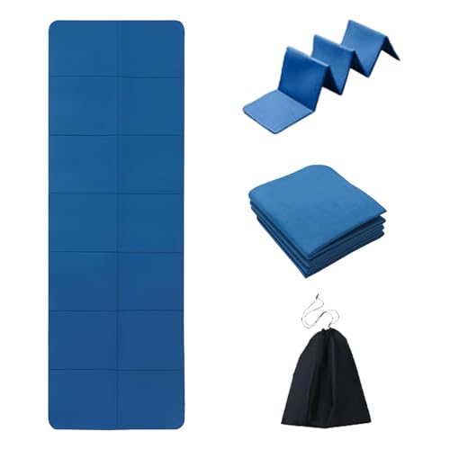 Reise-Yogamatte, faltbare Yogamatte, rutschfest, tragbar, Fitnessmatte, leichte Gymnastikmatte, Pilates, Sport, Reisen, Übungsmatte für Damen und Herren, Dunkelblau Reise-Yogamatte, faltbare Yogamatte, rutschfest, tragbar, Fitnessmatte, leichte Gymnastikmatte, Pilates, Sport, Reisen, Übungsmatte für Damen und Herren, Dunkelblau von MOFIC