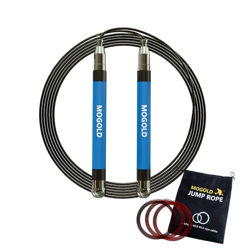 Mogold Pro Speed Rope Springseil Boxen, Längenverstellbar, Silikonhülle Griff mit 4 Kabeln, Kein Verheddern, Jump Fit Seilspringen für Fitness, Crossfit von MOGOLD