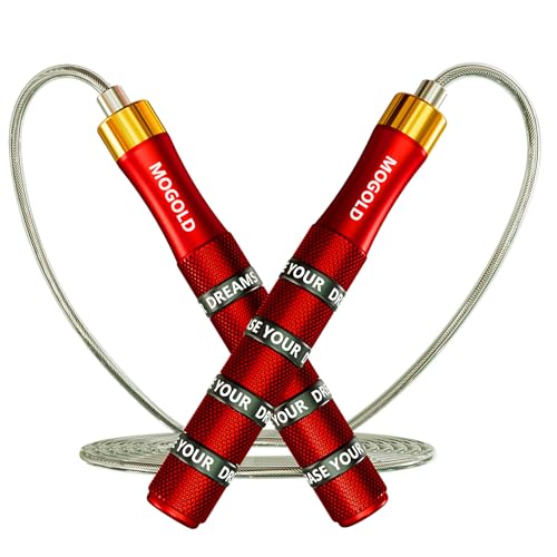 MOGOLD Springseil Erwachsene Fitness - Jumping Rope Mit Kugellager - Premium-Qualität Seilspringen Stahl Mit 4 mm Dickem 3 m Langem Verstellbar Spring Seil MOGOLD Springseil Erwachsene Fitness - Jumping Rope Mit Kugellager - Premium-Qualität Seilspringen Stahl Mit 4 mm Dickem 3 m Langem Verstellbar Spring Seil von MOGOLD