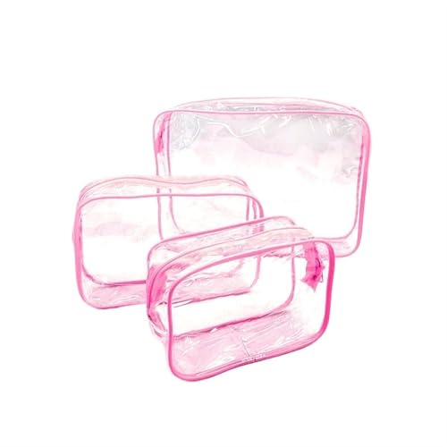 Große transparente Make-up-Tasche aus PVC, durchsichtige Kosmetiktaschen, kleine tragbare Reise-Kulturtasche, Aufbewahrungstasche Kosmetiktasche Set(Pink,1PCS L) von MOHUIED