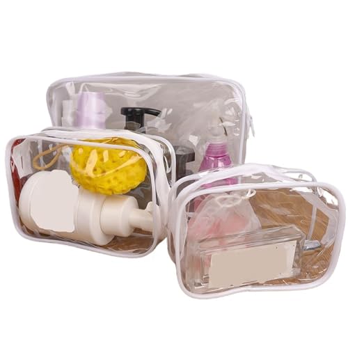 Große transparente Make-up-Tasche aus PVC, durchsichtige Kosmetiktaschen, kleine tragbare Reise-Kulturtasche, Aufbewahrungstasche Kosmetiktasche Set(White,1PCS L) von MOHUIED