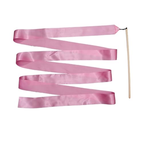 MOHUIED Gymnastikband 2 Stück Rhythmische Gymnastik-Band for Erwachsene, bunter Tanz-Streamer, tanzende hölzerne Seiden-Streamer(Pink 1) von MOHUIED