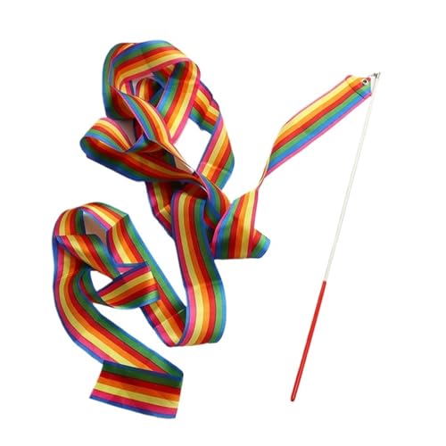 MOHUIED Gymnastikband 4M Kinder-Gymnastik-Tanzband Rhythmisches Mädchen-Kunstturnen-Ballett-Streamer Twirling Rod Rainbow Stick Sporttraining(Color 2) von MOHUIED