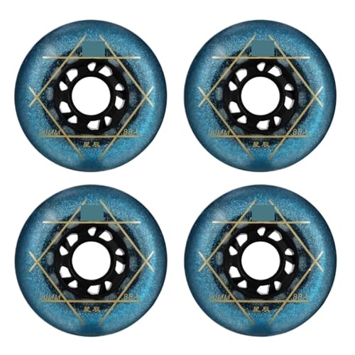 MOHUIED Inline Skate Rollen 88A PU verschleißfeste Inline-Skate-Räder, 4 Stück, 72 mm, 76 mm, 80 mm Rollen for Rollschuh-Skateboard-Wave-Board(Blue 76mm 4Pcs) von MOHUIED