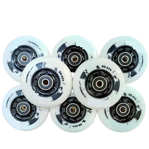 MOHUIED Inline Skate Rollen Inline-Skate-Rad, Skate-Rad, Schwarz, Weiß, PU-Rad, 85 A, 72 mm, 76 mm, 80 mm(White 72mm) von MOHUIED