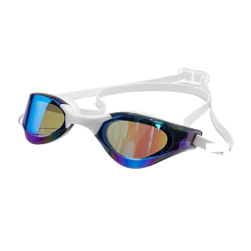 MOHUIED Schwimmbrillen Professionelle Antibeschlag-Schwimmbrille for Erwachsene, galvanische, wasserdichte Schwimmbrille aus Silikon for Männer, UV-Schutz, Schwimmbrille(Mirrored Blue) von MOHUIED