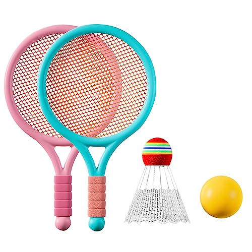 1 Paar Kinder-Badmintonschläger für Kinder, Federbälle, Set beinhaltet 2 Schläger, 1 Badminton für Badminton-Zubehör von MOIDHSAG