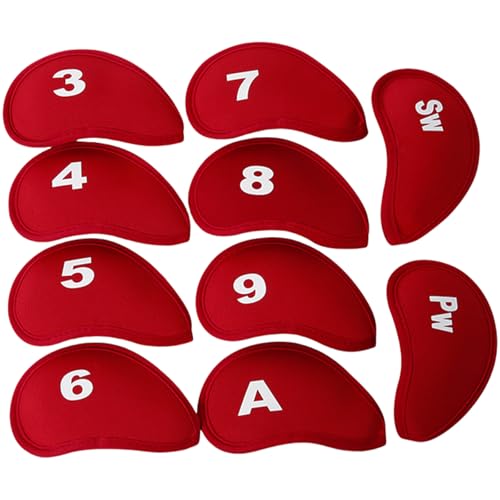 MOIDHSAG 10Pcs Weiche Headcover Golfplätze Eisen Club Head Mit Anzahl Golfplätze Kopf Abdeckung Stange Kopf Schutzhüllen Dauerhafte von MOIDHSAG