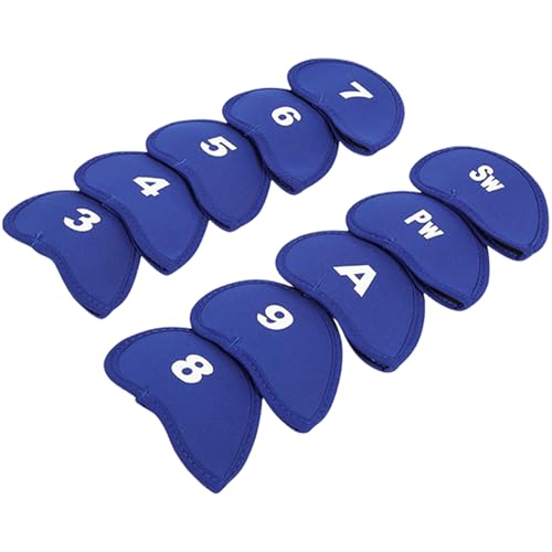 MOIDHSAG 10Pcs Weiche Headcover Golfplätze Eisen Club Head Mit Anzahl Golfplätze Kopf Abdeckung Stange Kopf Schutzhüllen Dauerhafte von MOIDHSAG