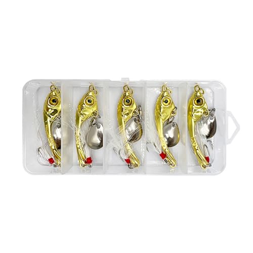 5Pcs Metall Löffel Fisch Lockt Angeln Lockt Spinner Köder Casting Angeln Lockt Köder Angeln Löffel Lockt Pailletten Köder von MOIDHSAG