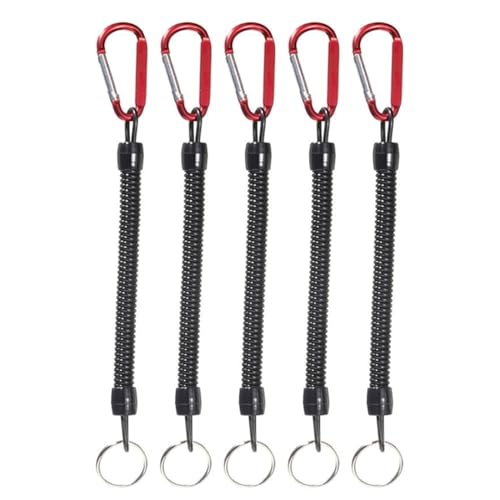 MOIDHSAG 5Pcs Coiled Angeln Lanyards Mit Karabiner Sicherheit Angeln Werkzeug Seil Coiled Tethers Für Angeln Jagd Wanderungen Bootfahren von MOIDHSAG