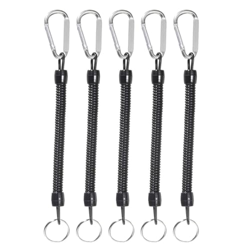 MOIDHSAG 5Pcs Coiled Angeln Lanyards Mit Karabiner Sicherheit Angeln Werkzeug Seil Coiled Tethers Für Angeln Jagd Wanderungen Bootfahren von MOIDHSAG