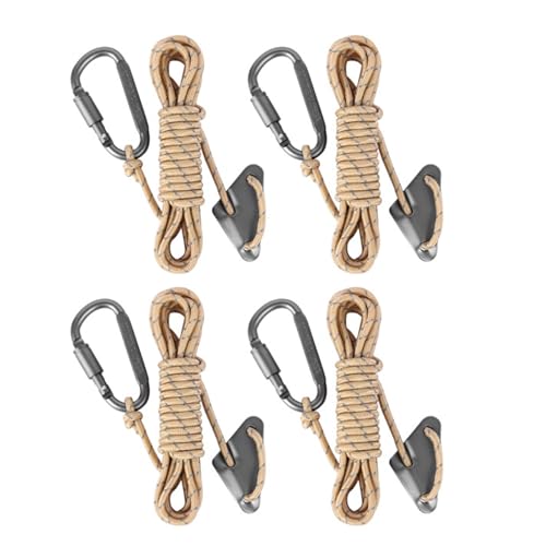 MOIDHSAG Camping-Seil mit Karabiner-Clip, reflektierende Abspannleinen mit Abspannleinen, Spanner, für Outdoor-Wandern, 4 Stück von MOIDHSAG