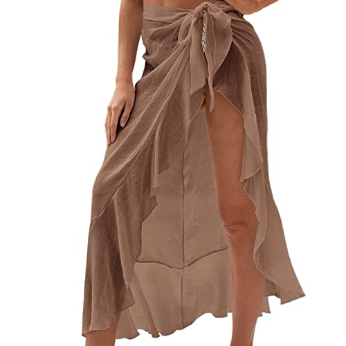 MOIDHSAG Knöchellanger Sarong-Überzug für Damen, seitliches Binden, Badeanzug, Wickelrock, Badeanzug, Strand-Bikini, Badebekleidung von MOIDHSAG