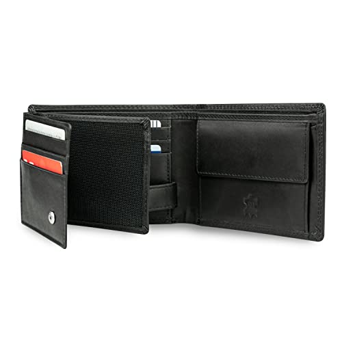 MOKIES Herren Geldbörse G1608 - aus echtem Leder - RFID und NFC-Schutz - Querformat - Portemonnaie für Männer von MOKIES