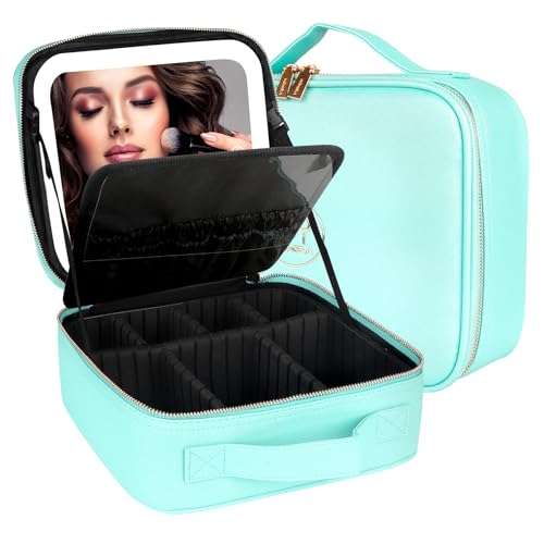 MOMIRA Reise-Make-up-Tasche Kosmetiktasche mit beleuchtetem Spiegel, Einstellbarer Helligkeit in 3 Farbszenarien, wasserdichte Makeup-Trainingsbox, Geschenk für Frauen - Aqua Blau MOMIRA Reise-Make-up-Tasche Kosmetiktasche mit beleuchtetem Spiegel, Einstellbarer Helligkeit in 3 Farbszenarien, wasserdichte Makeup-Trainingsbox, Geschenk für Frauen - Aqua Blau von MOMIRA