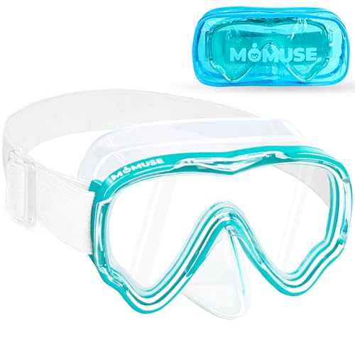 Taucherbrille Kinder mit Weichem Stoffband, MOMUSE Kinder Schwimmbrille mit 3D Nasenabdeckung, Tauchmaske Antibeschlag & Bruchsichere Linse, Schnorchelmaske für Jungen Mädchen 3-14 Jahr von MOMUSE