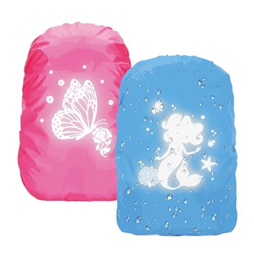MONCAP 2 Stück Regenschutz Rucksack Regenhülle Schulranzen Regenschutz wasserdichte Regenüberzug mit Meerjungfrau Reflektorstreifen Rucksackschutz für Mädchen Kinder Outdoor Camping Wandern MONCAP 2 Stück Regenschutz Rucksack Regenhülle Schulranzen Regenschutz wasserdichte Regenüberzug mit Meerjungfrau Reflektorstreifen Rucksackschutz für Mädchen Kinder Outdoor Camping Wandern von MONCAP