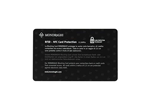 MONDRAGHI RFID Blocker Karte. NFC Schutzkarte. Kreditkarten Schutz | Blockierkarten für Geldbörse, Ausweise, Reisepass… (1 St.) von MONDRAGHI