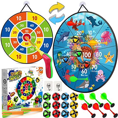 MOOING Dartscheibe Kinder, 66cm Klett Dartscheibe Faltbares mit 12 Klebrigen Bällen, Doppelseitige Dartscheibe, Wurfscheibe Kinder Geschenke Spielzeug ab 3 Jahre MOOING Dartscheibe Kinder, 66cm Klett Dartscheibe Faltbares mit 12 Klebrigen Bällen, Doppelseitige Dartscheibe, Wurfscheibe Kinder Geschenke Spielzeug ab 3 Jahre von MOOING