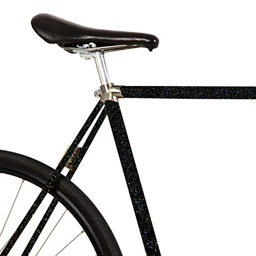MOOXIBIKE FG023 Galaxy black Glitzer Fahrradfolie glänzend für Rennrad, MTB, Trekkingrad, Fixie, Hollandrad, Citybike, Scooter, Rollator für circa 13 cm Rahmenumfang, 2 x 150 x 13 cm von MOOXIBIKE