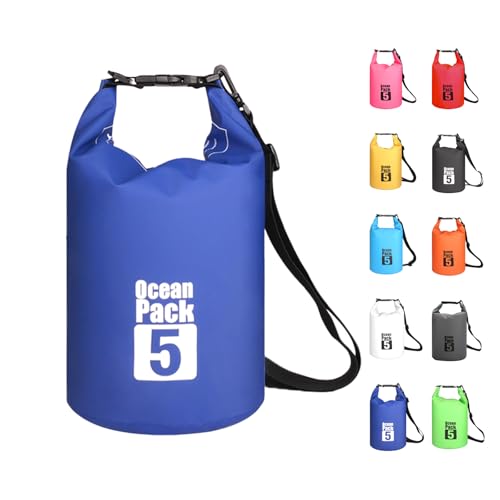 MORAINJAY Blaue 5-Liter-Boots-Trockentaschen, wasserdichte Tasche mit langem verstellbarem Schultergurt, perfekt zum Angeln/Rafting/Schwimmen von MORAINJAY