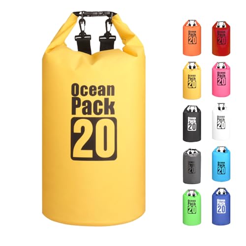 MORAINJAY Dry Bag 20L Gelb wasserdichte Tasche,2L/5L/10L/15L/20L/30L Wasserfester Packsack mit Verstellbarer Schulterriemen,Wasserdichter Rucksack,wasserdichte Seesack für Schwimmen,Kajak,Rafting MORAINJAY Dry Bag 20L Gelb wasserdichte Tasche,2L/5L/10L/15L/20L/30L Wasserfester Packsack mit Verstellbarer Schulterriemen,Wasserdichter Rucksack,wasserdichte Seesack für Schwimmen,Kajak,Rafting von MORAINJAY