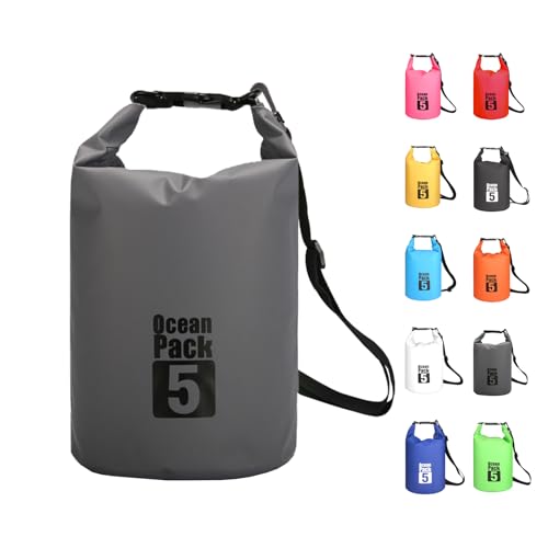 MORAINJAY Dry Bag 5L Grau wasserdichte Tasche,2L/5L/10L/15L/20L/30L Wasserfester Packsack mit Verstellbarer Schulterriemen,Wasserdichter Rucksack,wasserdichte Seesack für Schwimmen,Kajak,Rafting MORAINJAY Dry Bag 5L Grau wasserdichte Tasche,2L/5L/10L/15L/20L/30L Wasserfester Packsack mit Verstellbarer Schulterriemen,Wasserdichter Rucksack,wasserdichte Seesack für Schwimmen,Kajak,Rafting von MORAINJAY