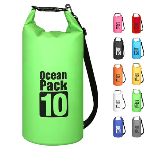 MORAINJAY Dry Bag 10L Grün wasserdichte Tasche,2L/5L/10L/15L/20L/30L Wasserfester Packsack mit Verstellbarer Schulterriemen,Wasserdichter Rucksack,wasserdichte Seesack für Schwimmen,Kajak,Rafting MORAINJAY Dry Bag 10L Grün wasserdichte Tasche,2L/5L/10L/15L/20L/30L Wasserfester Packsack mit Verstellbarer Schulterriemen,Wasserdichter Rucksack,wasserdichte Seesack für Schwimmen,Kajak,Rafting von MORAINJAY