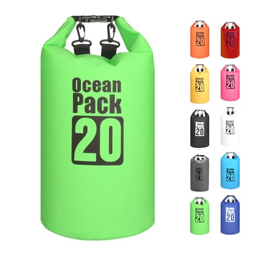 MORAINJAY Dry Bag 20L Grün wasserdichte Tasche,2L/5L/10L/15L/20L/30L Wasserfester Packsack mit Verstellbarer Schulterriemen,Wasserdichter Rucksack,wasserdichte Seesack für Schwimmen,Kajak,Rafting MORAINJAY Dry Bag 20L Grün wasserdichte Tasche,2L/5L/10L/15L/20L/30L Wasserfester Packsack mit Verstellbarer Schulterriemen,Wasserdichter Rucksack,wasserdichte Seesack für Schwimmen,Kajak,Rafting von MORAINJAY