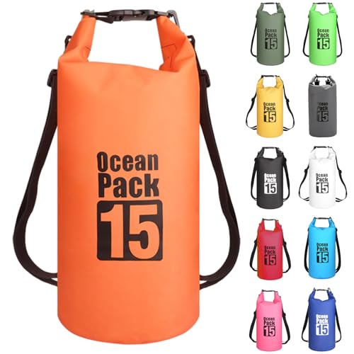 MORAINJAY Dry Bag 15L Orange wasserdichte Tasche,2L/5L/10L/15L/20L/30L Wasserfester Packsack mit Verstellbarer Schulterriemen,Wasserdichter Rucksack,wasserdichte Seesack für Schwimmen,Kajak,Rafting MORAINJAY Dry Bag 15L Orange wasserdichte Tasche,2L/5L/10L/15L/20L/30L Wasserfester Packsack mit Verstellbarer Schulterriemen,Wasserdichter Rucksack,wasserdichte Seesack für Schwimmen,Kajak,Rafting von MORAINJAY