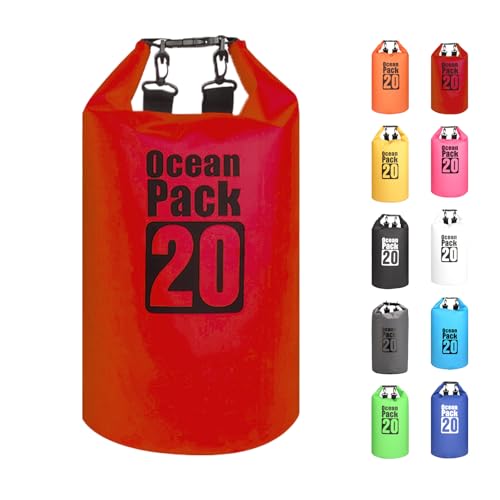 MORAINJAY Dry Bag 20L Rot wasserdichte Tasche,2L/5L/10L/15L/20L/30L Wasserfester Packsack mit Verstellbarer Schulterriemen,Wasserdichter Rucksack,wasserdichte Seesack für Schwimmen,Kajak,Rafting MORAINJAY Dry Bag 20L Rot wasserdichte Tasche,2L/5L/10L/15L/20L/30L Wasserfester Packsack mit Verstellbarer Schulterriemen,Wasserdichter Rucksack,wasserdichte Seesack für Schwimmen,Kajak,Rafting von MORAINJAY
