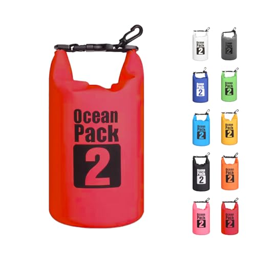 MORAINJAY Dry Bag 2L Rot wasserdichte Tasche,2L/5L/10L/15L/20L/30L Wasserfester Packsack mit D Form Karabiner,Wasserdichter Rucksack,wasserdichte Seesack für Schwimmen,Kajak,Rafting MORAINJAY Dry Bag 2L Rot wasserdichte Tasche,2L/5L/10L/15L/20L/30L Wasserfester Packsack mit D Form Karabiner,Wasserdichter Rucksack,wasserdichte Seesack für Schwimmen,Kajak,Rafting von MORAINJAY