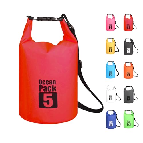 MORAINJAY Dry Bag 5L Rot wasserdichte Tasche,2L/5L/10L/15L/20L/30L Wasserfester Packsack mit Verstellbarer Schulterriemen,Wasserdichter Rucksack,wasserdichte Seesack für Schwimmen,Kajak,Rafting MORAINJAY Dry Bag 5L Rot wasserdichte Tasche,2L/5L/10L/15L/20L/30L Wasserfester Packsack mit Verstellbarer Schulterriemen,Wasserdichter Rucksack,wasserdichte Seesack für Schwimmen,Kajak,Rafting von MORAINJAY