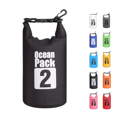 MORAINJAY Dry Bag 2L Schwarz wasserdichte Tasche,2L/5L/10L/15L/20L/30L Wasserfester Packsack mit D Form Karabiner,Wasserdichter Rucksack,wasserdichte Seesack für Schwimmen,Kajak,Rafting MORAINJAY Dry Bag 2L Schwarz wasserdichte Tasche,2L/5L/10L/15L/20L/30L Wasserfester Packsack mit D Form Karabiner,Wasserdichter Rucksack,wasserdichte Seesack für Schwimmen,Kajak,Rafting von MORAINJAY
