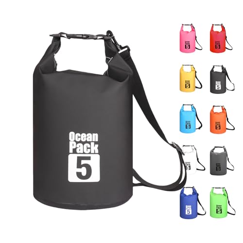 MORAINJAY Dry Bag 5L Schwarz wasserdichte Tasche,2L/5L/10L/15L/20L/30L Wasserfester Packsack mit Verstellbarer Schulterriemen,Wasserdichter Rucksack,wasserdichte Seesack für Schwimmen,Kajak,Rafting MORAINJAY Dry Bag 5L Schwarz wasserdichte Tasche,2L/5L/10L/15L/20L/30L Wasserfester Packsack mit Verstellbarer Schulterriemen,Wasserdichter Rucksack,wasserdichte Seesack für Schwimmen,Kajak,Rafting von MORAINJAY