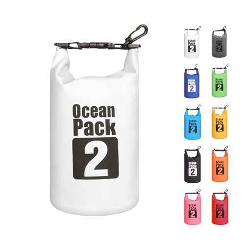 MORAINJAY Dry Bag 2L Weiß wasserdichte Tasche,2L/5L/10L/15L/20L/30L Wasserfester Packsack mit D Form Karabiner,Wasserdichter Rucksack,wasserdichte Seesack für Schwimmen,Kajak,Rafting MORAINJAY Dry Bag 2L Weiß wasserdichte Tasche,2L/5L/10L/15L/20L/30L Wasserfester Packsack mit D Form Karabiner,Wasserdichter Rucksack,wasserdichte Seesack für Schwimmen,Kajak,Rafting von MORAINJAY