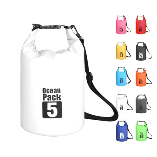 MORAINJAY Dry Bag 5L Weiß wasserdichte Tasche,2L/5L/10L/15L/20L/30L Wasserfester Packsack mit Verstellbarer Schulterriemen,Wasserdichter Rucksack,wasserdichte Seesack für Schwimmen,Kajak,Rafting MORAINJAY Dry Bag 5L Weiß wasserdichte Tasche,2L/5L/10L/15L/20L/30L Wasserfester Packsack mit Verstellbarer Schulterriemen,Wasserdichter Rucksack,wasserdichte Seesack für Schwimmen,Kajak,Rafting von MORAINJAY