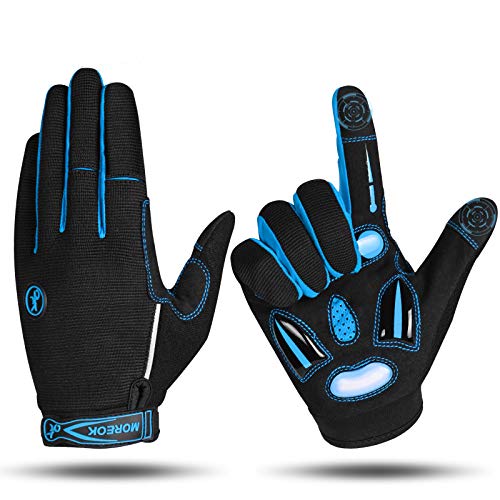 MOREOK Fahrradhandschuhe für Herren Und Damen,5MM SBR+Flüssigkeit Gel Stoßdämpfende Full Finger Atmungsaktiv Rutschfestes Radsporthandschuhe MTB Handschuhe Blau-M MOREOK Fahrradhandschuhe für Herren Und Damen,5MM SBR+Flüssigkeit Gel Stoßdämpfende Full Finger Atmungsaktiv Rutschfestes Radsporthandschuhe MTB Handschuhe Blau-M von MOREOK