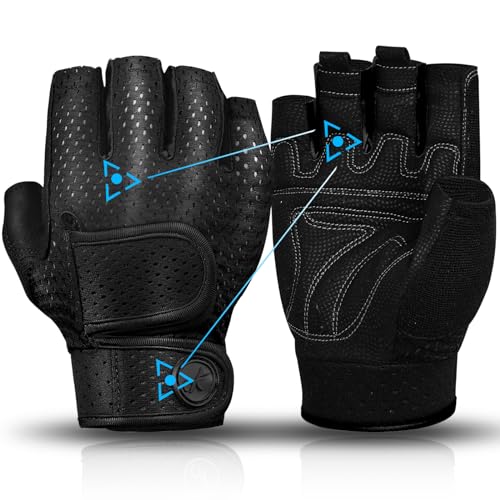 MOREOK Gewichtheber Handschuhe Fingerlose Workout Handschuhe -[3MM Gel] Fitness Handschuhe,Atmungsaktiv Trainingshandschuhe Herren Damen für Krafttraining,Heben, Training, Rudern, Klimmzüge-Schwarz-S von MOREOK