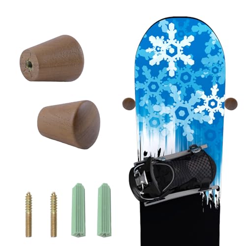 MOROBOR Walnussholz-Snowboard-Wandhalterung, 2 Stück Snowboard-Wandhalterung, Clips, Snowboard-Halterung für Snowboard-Aufbewahrung, Snowboard-Wandhalterungen, Display für Zimmer, Garage von MOROBOR