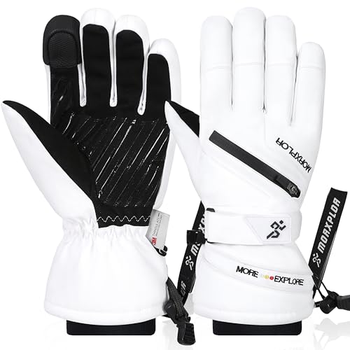 MORXPLOR Winter-Skihandschuhe für Herren und Damen, wasserdicht, winddicht, Touchscreen-Handschuhe, Snowboard-Handschuhe, 3M Thinsulate, isoliert, warm, Winter, Schneemobil-Handschuhe von MORXPLOR