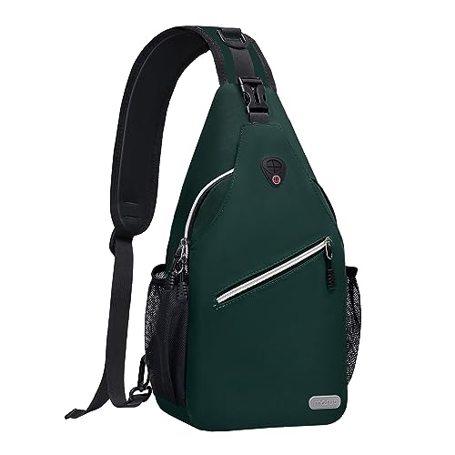 MOSISO Brusttasche Sling Bag Sling Rucksack Schulterrucksack,Polyester Multipurpose Crossbody Schultertasche Umhängetasche Sporttasche Reise Wander Daypack für Herren Damen, Pfauengrün von MOSISO